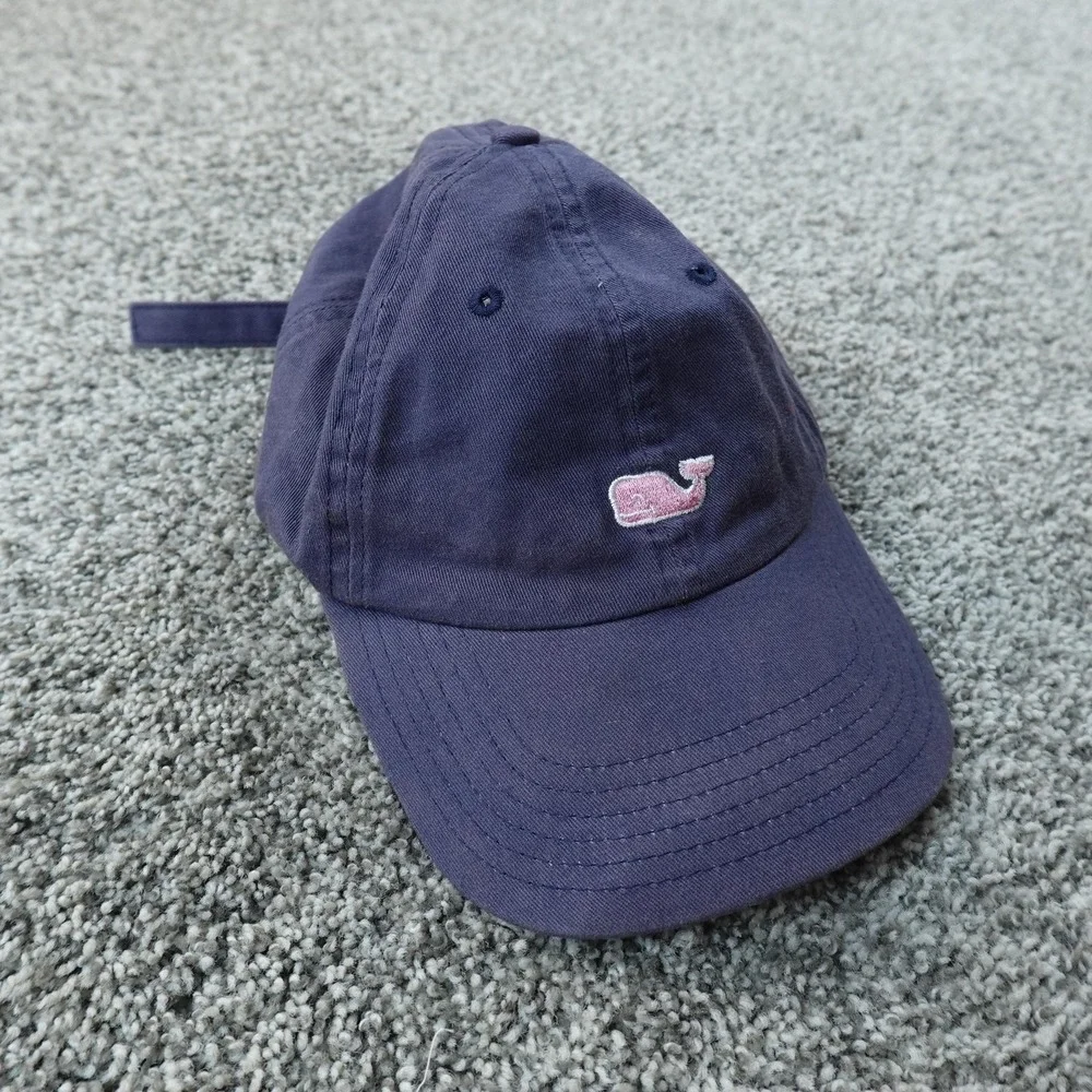 Vineyard Vines Hat Cap Mens One‎ Size Blue Adjustable Strap Back Whale Logo Fade